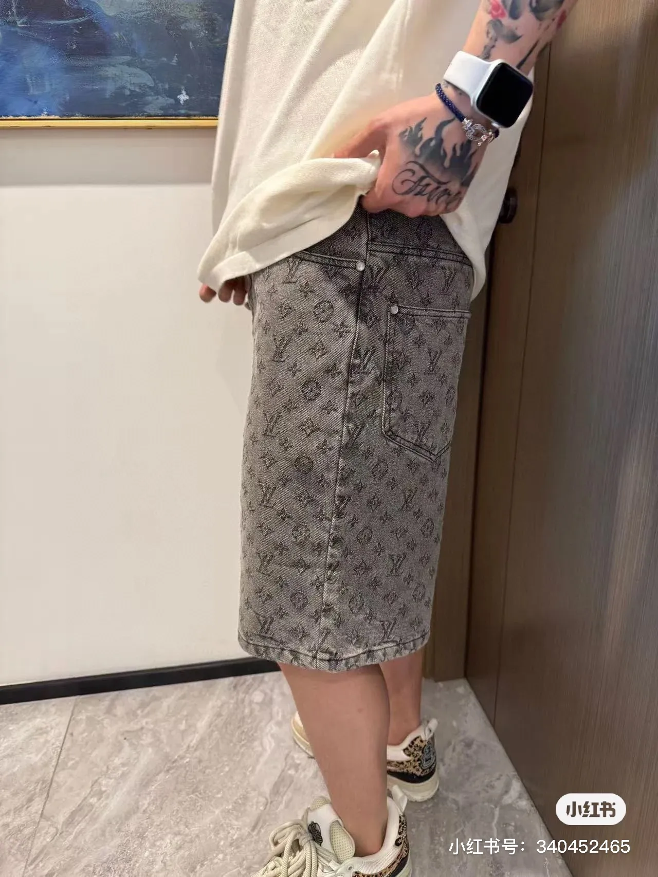 Louis Vuitton/Louis Vuitton 26ss dark pattern presbyopia suit denim shorts